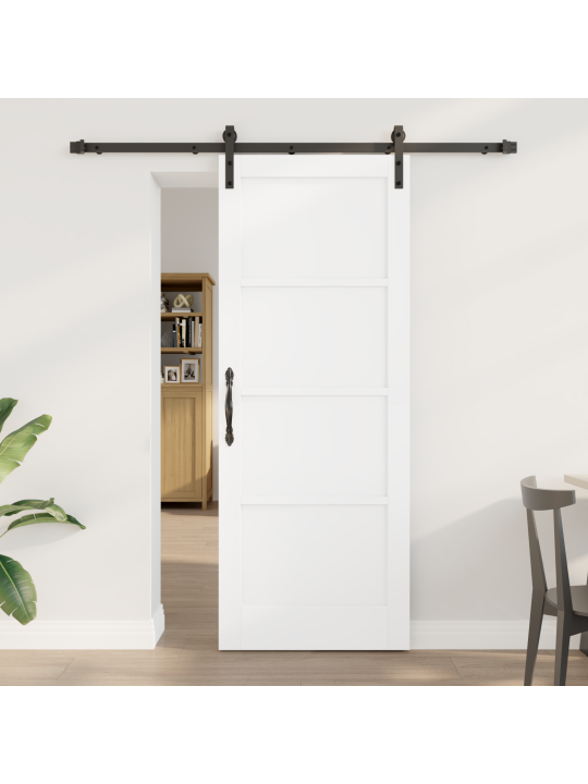 Vidaxl bīdāmās durvis ar montāžas komplektu baltas 78x202 cm solidās priedes, vidaxl iekšējās durvis 'orkdal'baltas 78x202x4 cm solidās priedes