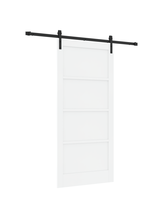 Bīdāmās durvis ar aprīkojuma komplektu, balts 93x202 cm, cieta priedes koka