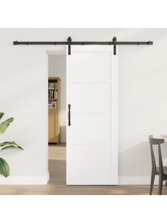 Slīdējošas durvis ar aparatūras komplektu balta 73.5x198.5 cm cietā priedes