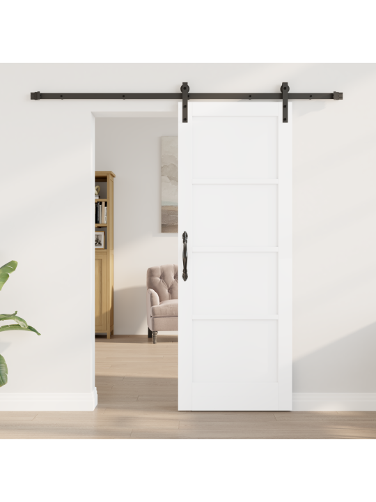 Slīdējošas durvis ar aparatūras komplektu balta 73.5x198.5 cm cietā priedes