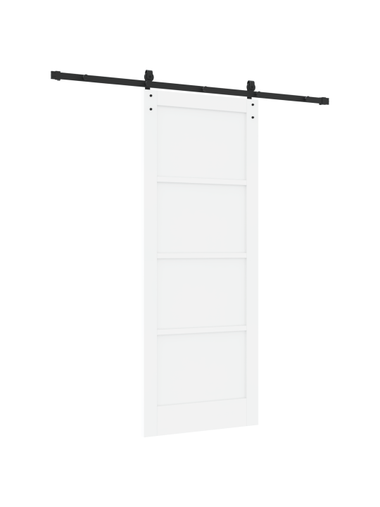 Bīdāmās durvis ar iekārtu komplektu balts 83x211 cm ciets priežu koks