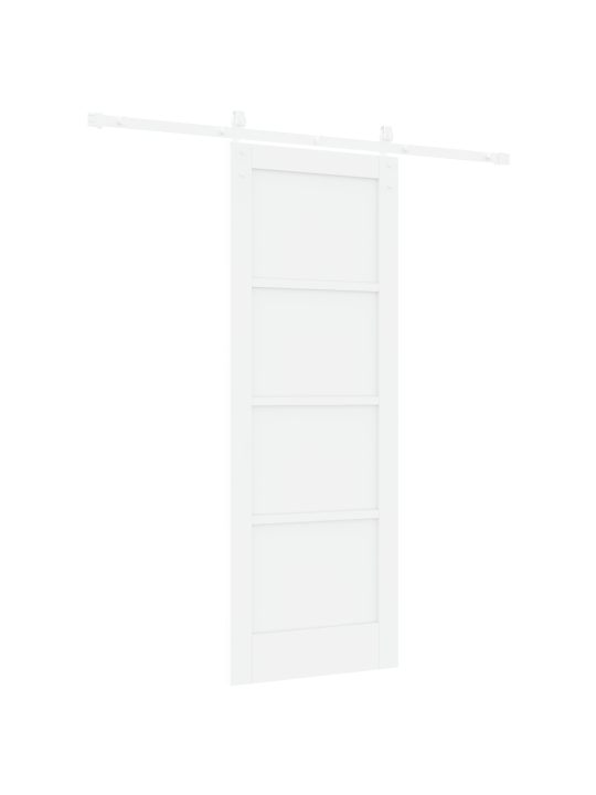 Bīdāmās durvis ar aparatūras komplektu Baltas 73.5x198.5 cm cietā priedes