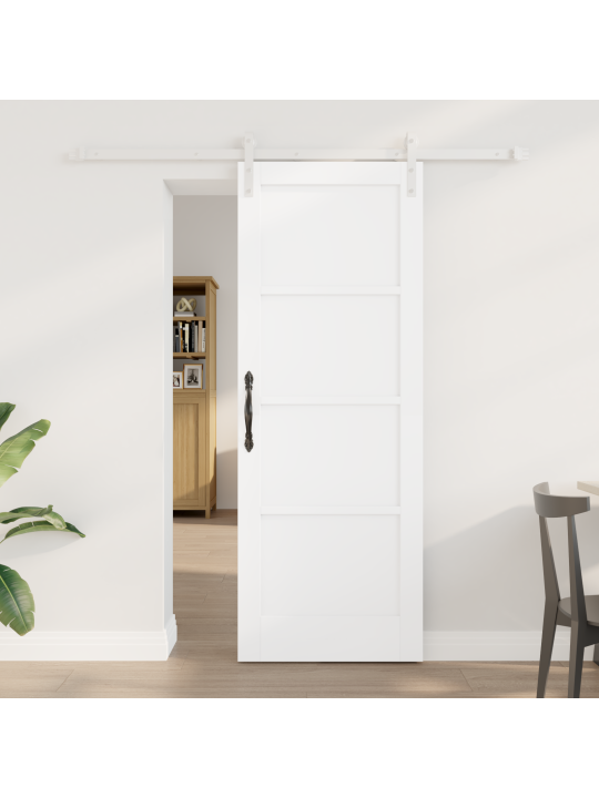 Bīdāmās durvis ar aparatūras komplektu Baltas 73.5x198.5 cm cietā priedes