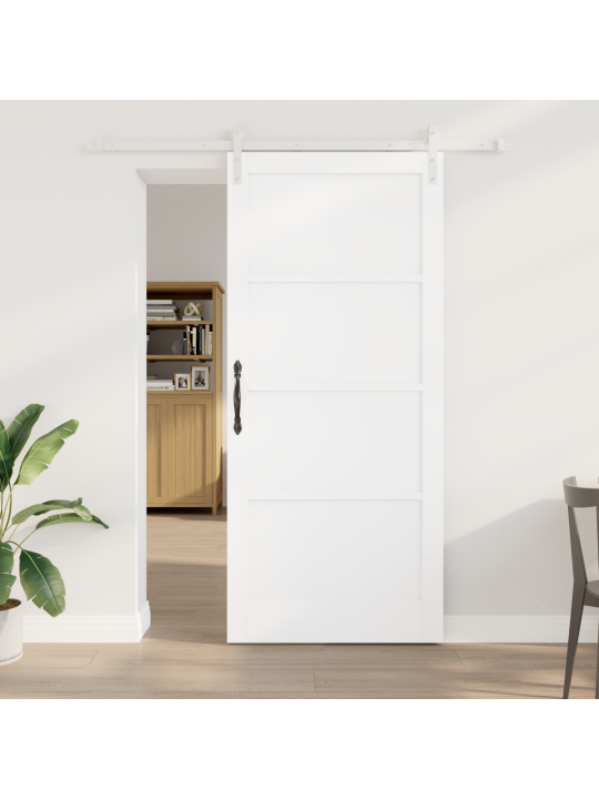 Bīdāmās durvis ar aparatūras komplektu Balta 93x211 cm Ciets koks Priežu