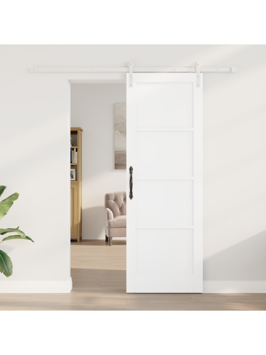 Bīdāmās durvis ar aparatūras komplektu baltas 73.5x211 cm cieta koka priedes