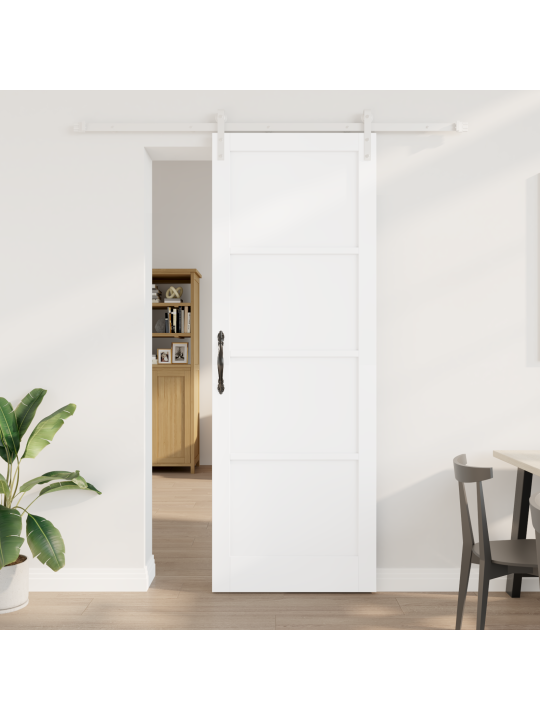 Bīdāmās durvis ar aparatūras komplektu baltas 83x232 cm cietā koka priežu
