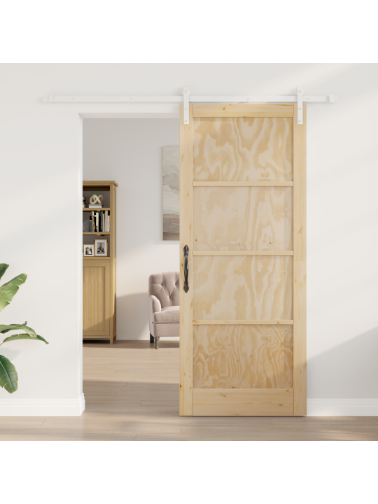 Vidaxl bīdāmās durvis ar aparatūru 86x211 cm solidais priežu koks, vidaxl iekšējās durvis ‘orkdal’ 86x211x4 cm solidais priežu koks