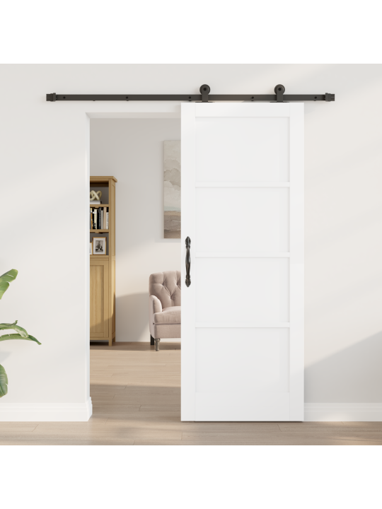 Bīdāmās durvis ar aprīkojuma komplektu balts 78x202 cm izturīgas koka priedes