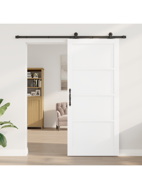 Bīdāmās durvis ar aparatūras komplektu Baltā krāsā 93x211 cm Cieta priežu koks