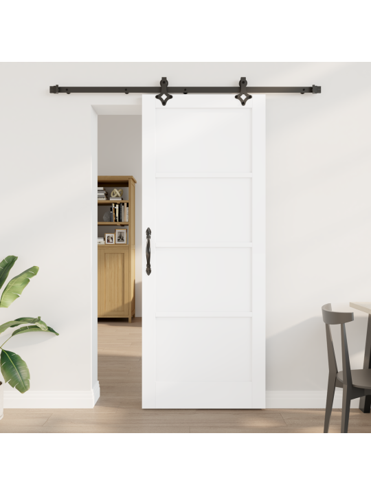 Slīdošās durvis ar aparatūras komplektu baltā krāsā 83x211 cm masīvs koks priežs