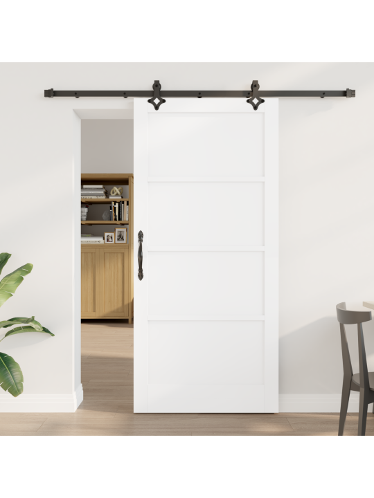 Bīdāmās durvis ar piederumu komplektu balta 93x202 cm cietās koksnes priede