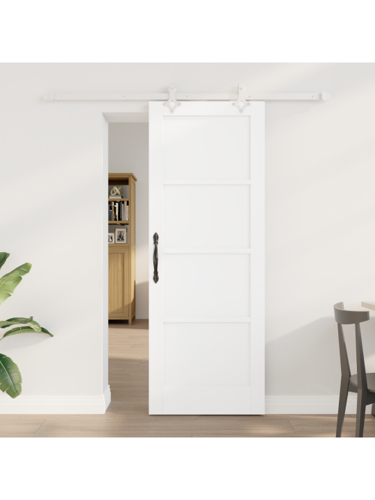Bīdāmās durvis ar piederumu komplektu Baltas 73.5x198.5 cm Cieta priedes