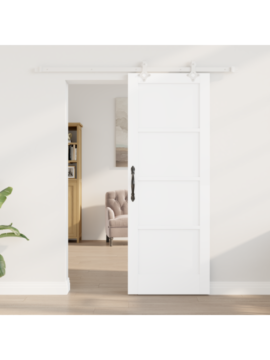 Bīdāmās durvis ar piederumu komplektu Baltas 73.5x198.5 cm Cieta priedes