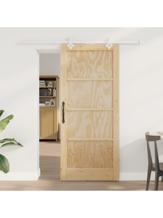 Vidaxl bīdāmās durvis ar piederumu komplektu 86x198.5 cm cietā priedes, vidaxl iekšējās durvis "orkdal" 86x198.5x4 cm cietā priedes