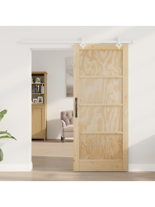 Vidaxl bīdāmās durvis ar piederumu komplektu 86x198.5 cm cietā priedes, vidaxl iekšējās durvis "orkdal" 86x198.5x4 cm cietā priedes
