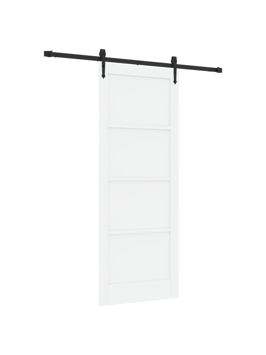 Bīdāmās durvis ar aparatūras komplektu baltā krāsā 83x211 cm no cieta priedes koka