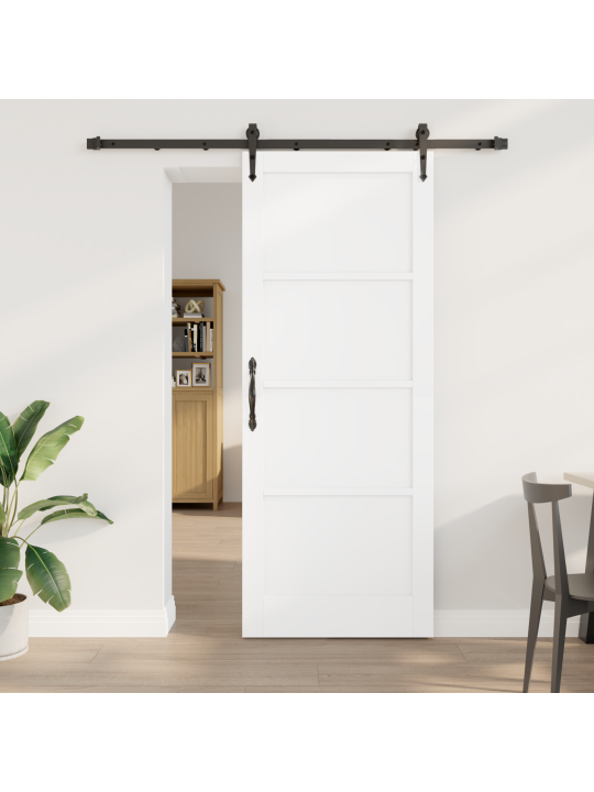 Bīdāmās durvis ar aparatūras komplektu baltā krāsā 83x211 cm no cieta priedes koka