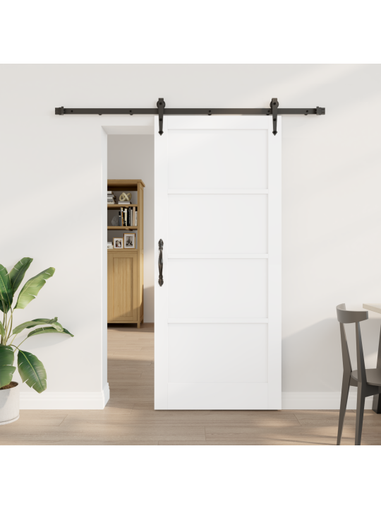 Bīdāmās durvis ar aparatūras komplektu baltas 86x198.5 cm masīvkoka priežs