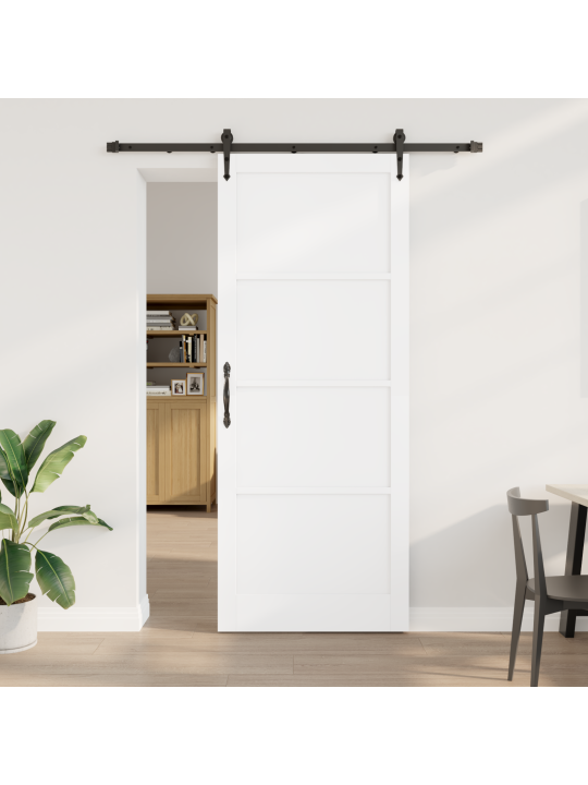 Bīdāmās durvis ar piederumu komplektu baltas 93x232 cm cietā priežu koka