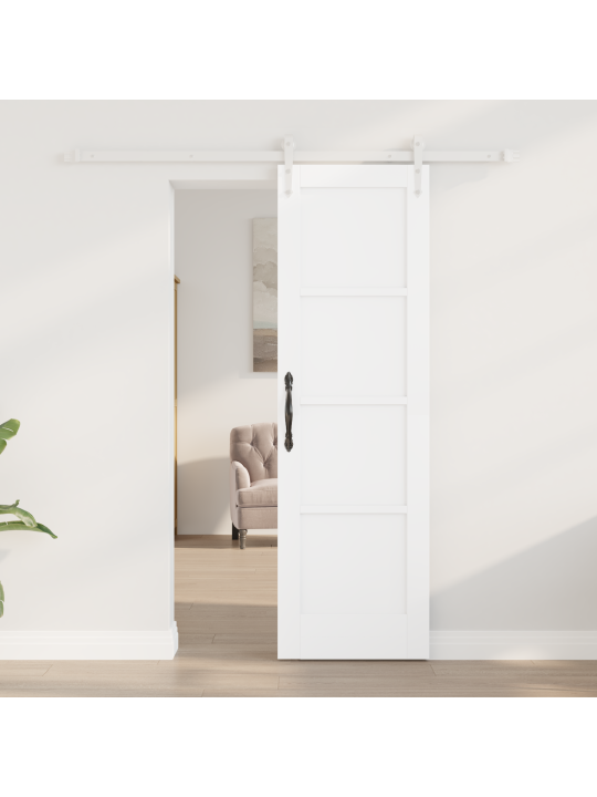 Bīdāmās durvis ar aparatūras komplektu Baltās 61x198.5 cm Cietā priedes koks