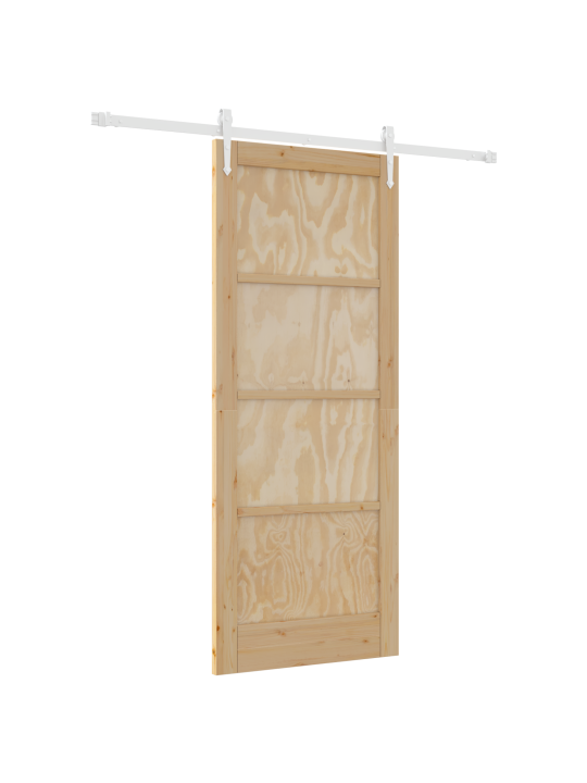 Vidaxl bīdāmās durvis ar aparatūras komplektu 83x202 cm masīvkoks priede, vidaxl iekštelpu durvis 'orkdal'83x202x4 cm masīvkoks priede