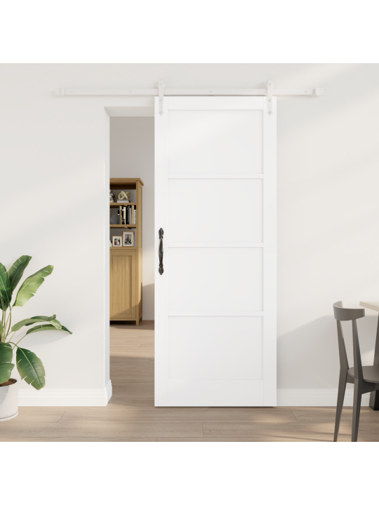 Bīdāmās durvis ar aparatūras komplektu Baltā krāsā 83x211 cm Ciets koks Priezes