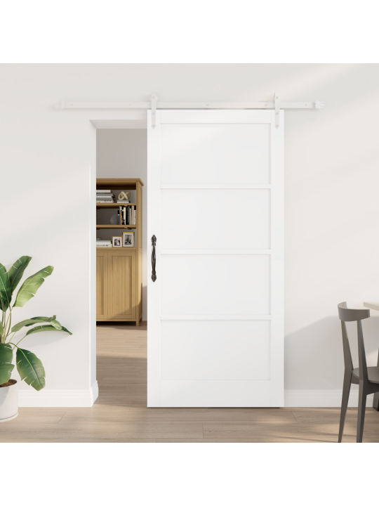 Bīdāmās durvis ar aparatūras komplektu balta 93x202 cm cietais koks priežu