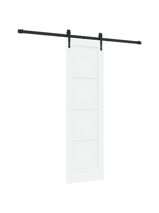 Bīdāmās durvis ar aparatūras komplektu baltas 61x198.5 cm no cietā priežu koka