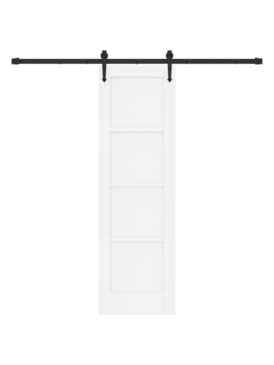 Bīdāmās durvis ar aparatūras komplektu baltas 61x198.5 cm no cietā priežu koka