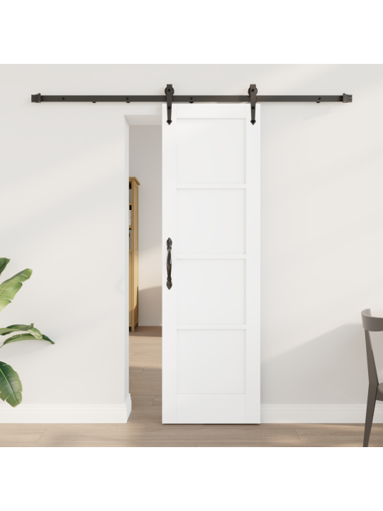 Bīdāmās durvis ar aparatūras komplektu baltas 61x198.5 cm no cietā priežu koka