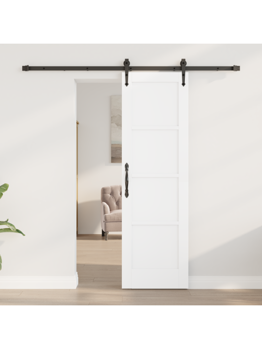 Bīdāmās durvis ar aparatūras komplektu baltas 61x198.5 cm no cietā priežu koka