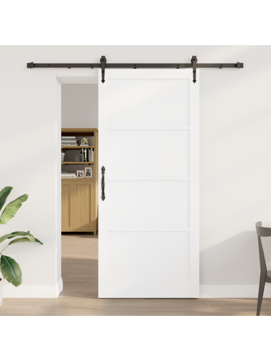 Bīdāmās durvis ar aparatūras komplektu balta 93x211 cm cietā koka priedi