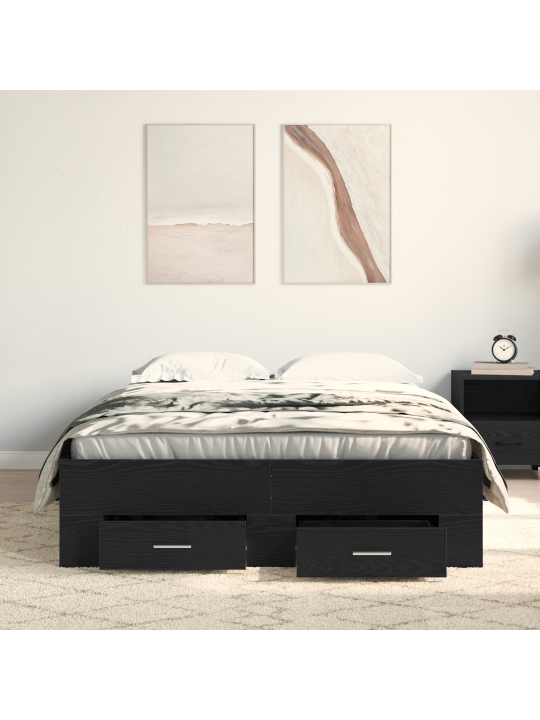 Gultas rāmis ar atvilktnēm melnā ozolkoka 120x200 cm inženierijas koks