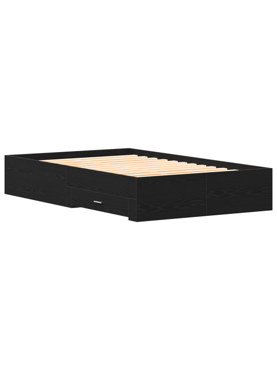Gultas rāmis ar atvilktnēm Melns ozols 120x190 cm Inženierijas koks