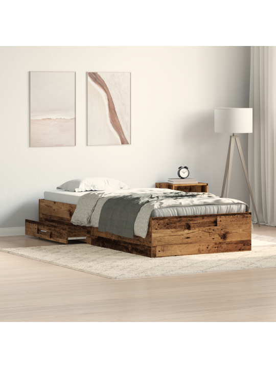 Gultas rāmis vecs koks 90x190 cm Inženierijas koks