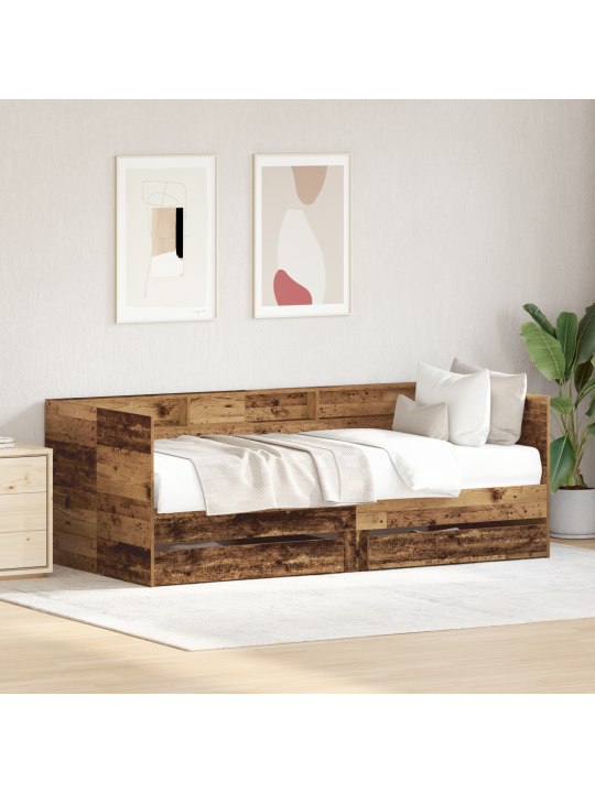 Dienu gulta ar atvilktni vecs koks inženierijas koks 75 x 190 cm