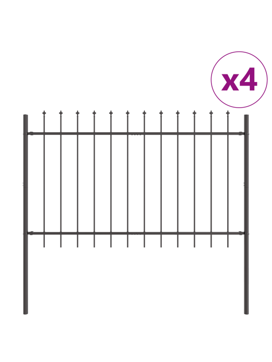 Dārza žogs ar pēcūzu augšu, pelēks, 6,8x1 m, tērauds