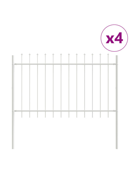 Dārza žogs ar lance veida augšu - balts, 6.8 x 1.2 m, tērauds