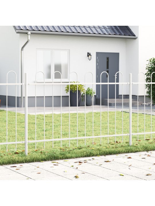 Dārza žogs ar cilpu augšā balts 6,8x1 m tērauds