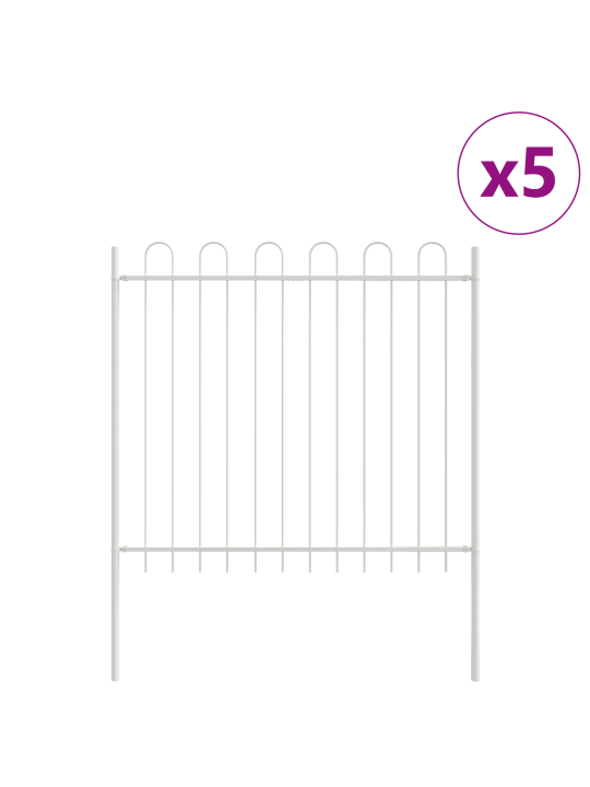 Dārza žogs ar cilpu augšdaļu, balts, 8,5x1,5 m, tērauds
