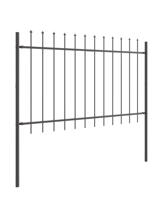 Dārza žogs ar lancetēm, pelēks, 10,2x1,2 m, tērauds