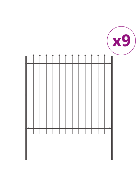 Dārza žogs ar foršu augšdaļu, pelēks, 15,3x1,5 m, tērauds