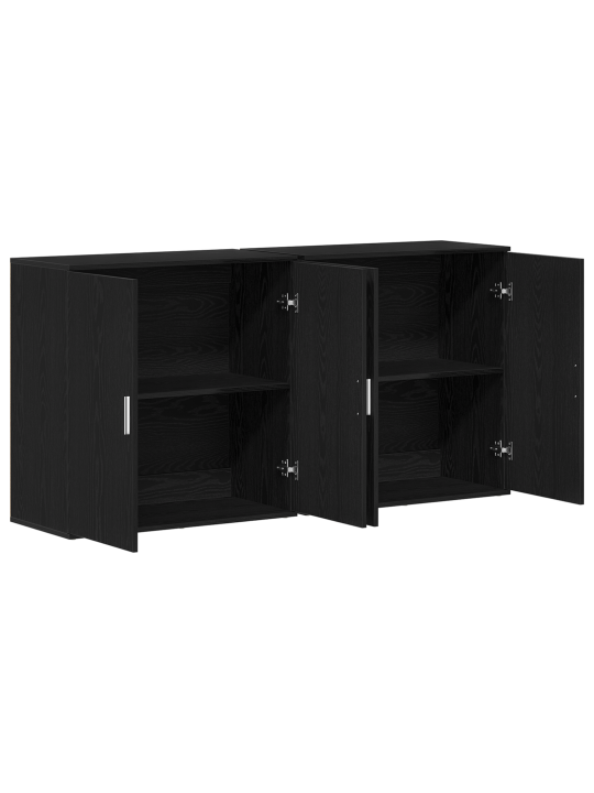 Sideboards 2 gabali melns ozols 79x38x80 cm inženierijas koks
