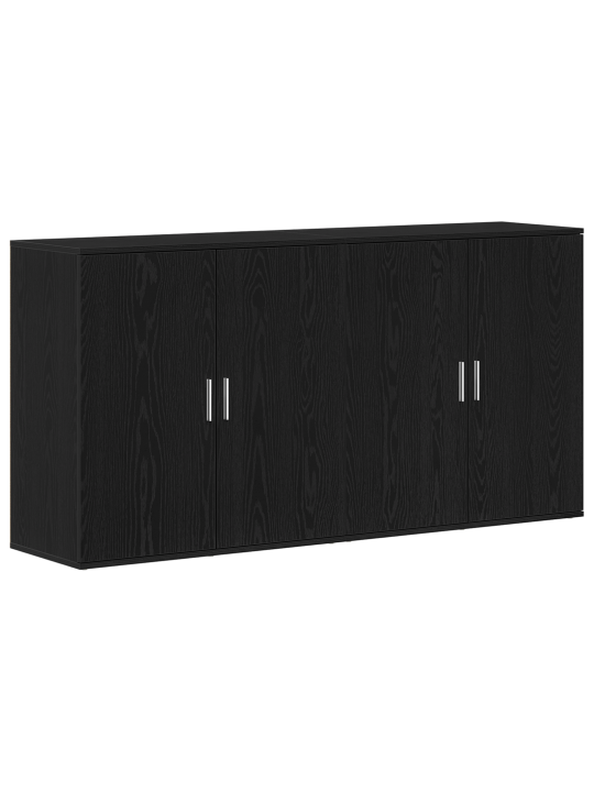 Sideboards 2 gabali melns ozols 79x38x80 cm inženierijas koks