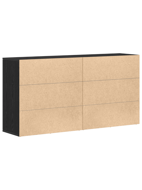 Sideboards 2 gabali melns ozols 79x38x80 cm inženierijas koks