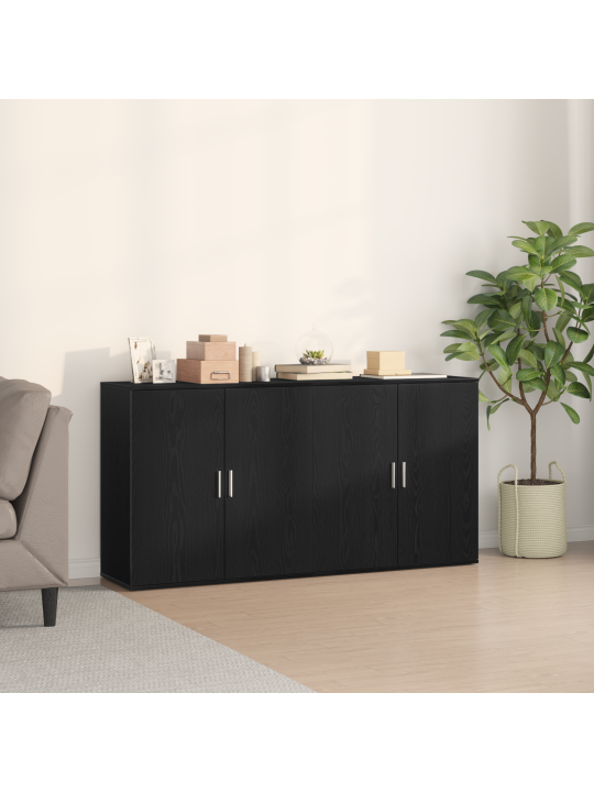Sideboards 2 gabali melns ozols 79x38x80 cm inženierijas koks