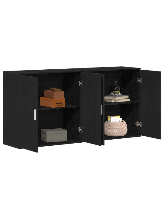 Sideboards 2 gabali melns ozols 79x38x80 cm inženierijas koks
