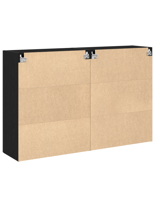 Sienas uzstādāmie skapji 2 gabali melns ozols 69,5x34x90 cm inženierijas koks