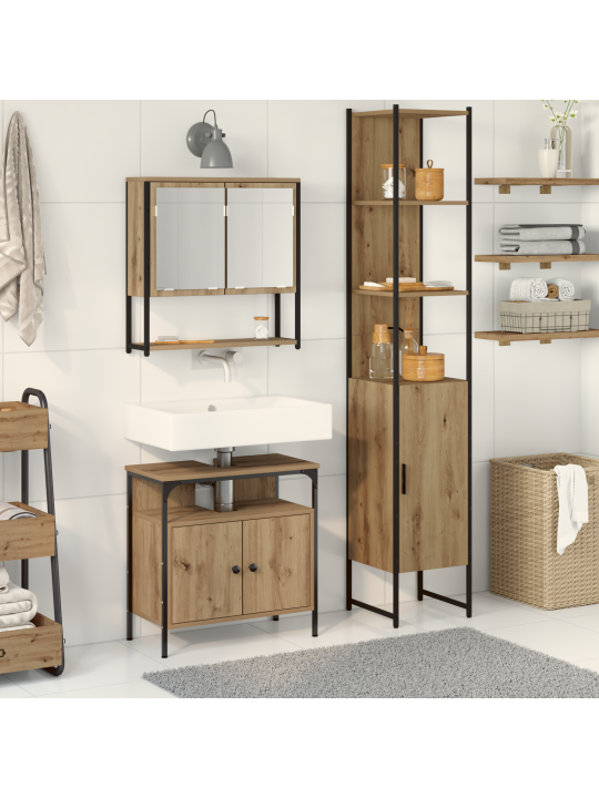 3 daļu vannasistabas mēbeļu komplekts artisan oak inženierijas koks