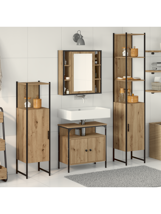 4 daļu vannas istabas mēbeļu komplekts artisan oaks inženierijas koks